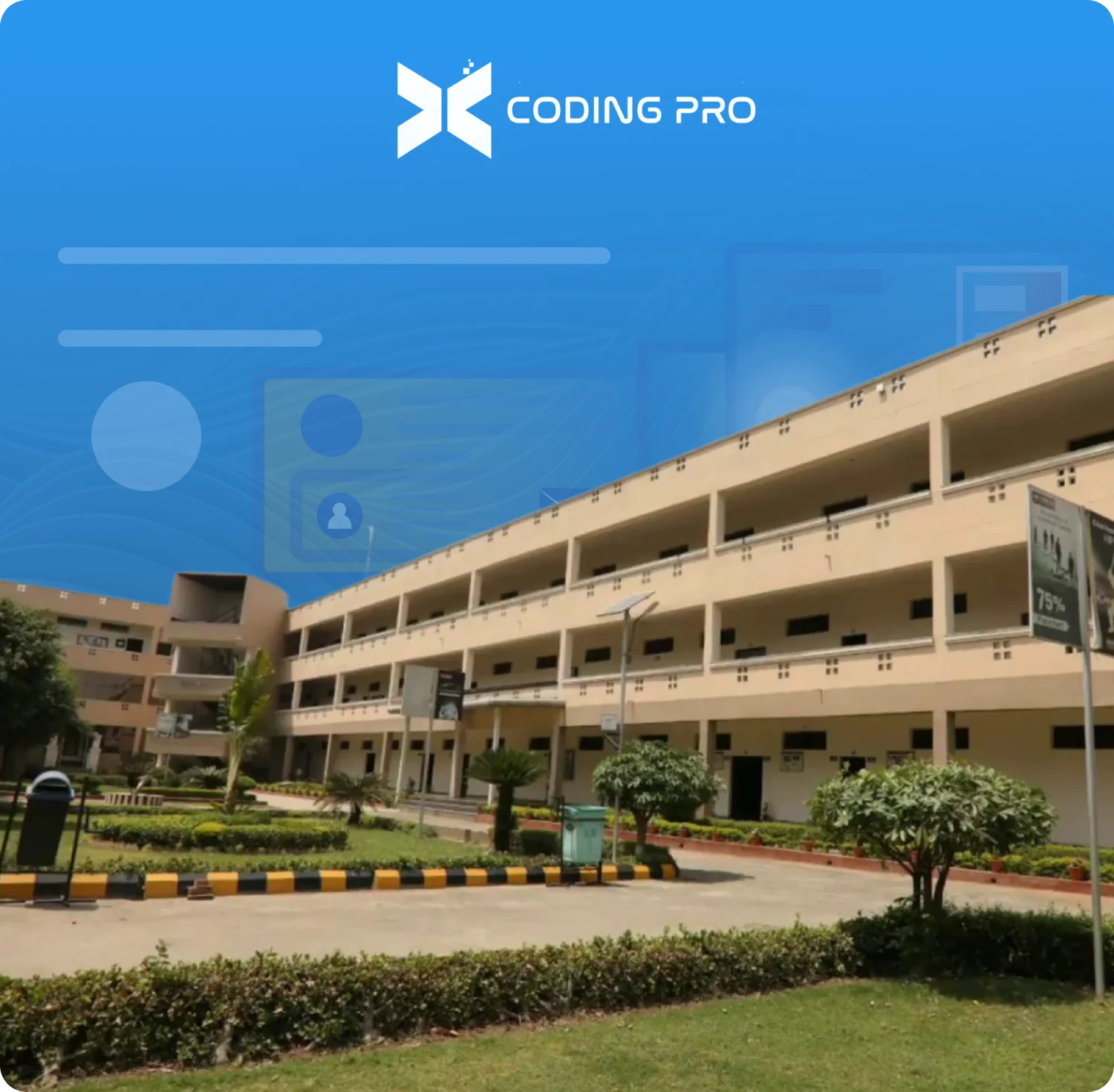 Student with coding interface